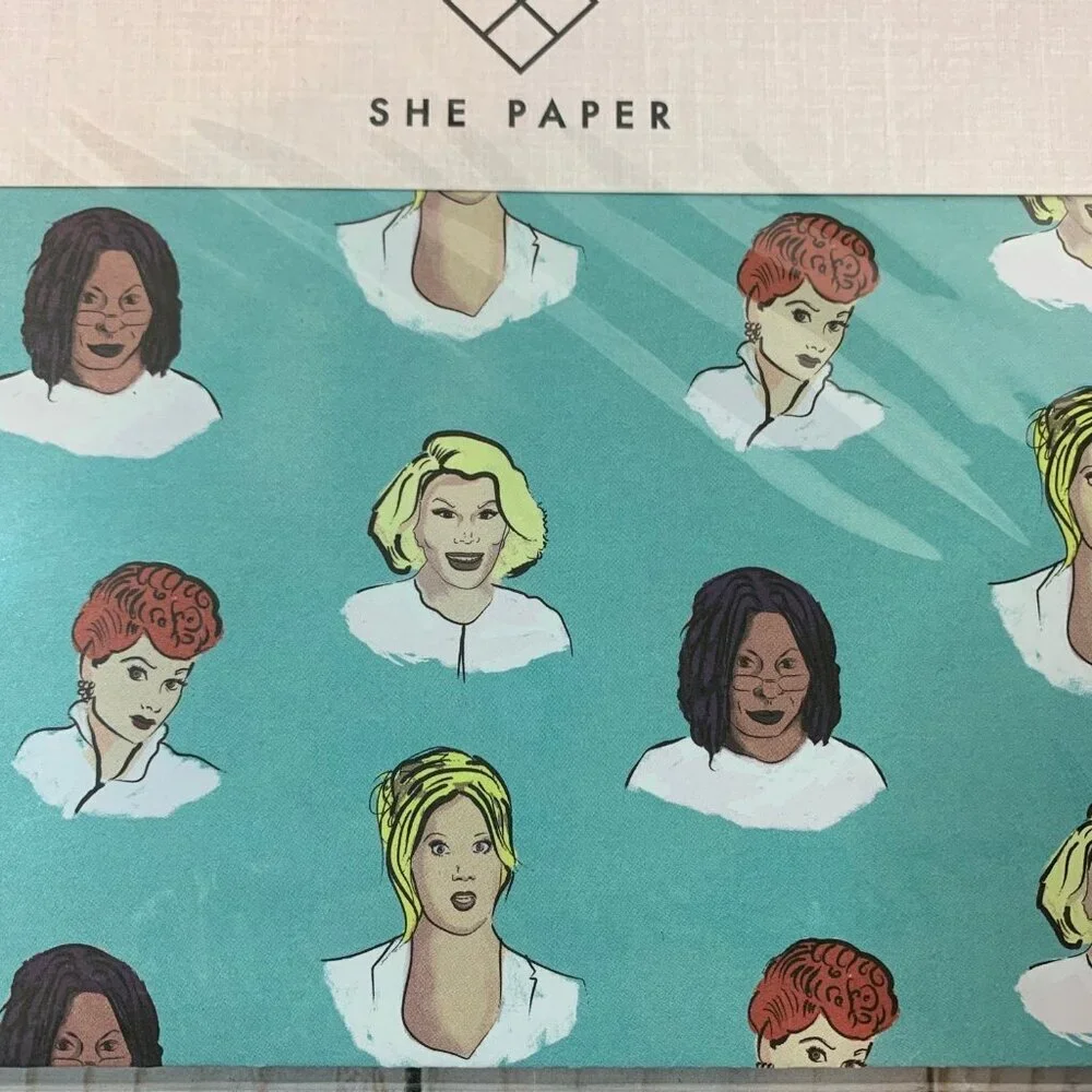 She Paper Funny Broads Luxury Gift Wrap Joan Rivers Lucille‎ Ball 2 Sheets NEW